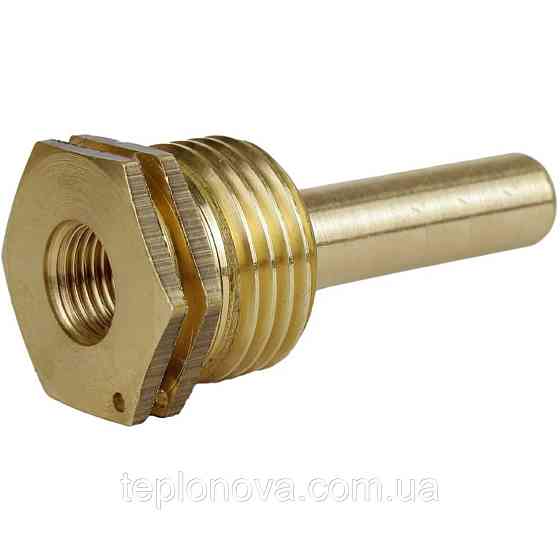Погружная гильза для датчика температуры латунная 1/2″ ЗР х М10 штампованная длина 40мм А07013А VA Черновцы