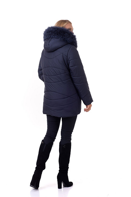 Модна синя куртка з хутром Київ - фото 3
