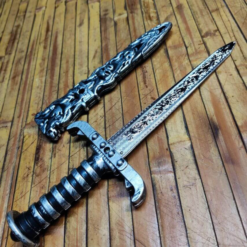 Піратський кинджал, гравіювання леза, піхви, срібло стар. 23х9х3 см Київ - фото 1