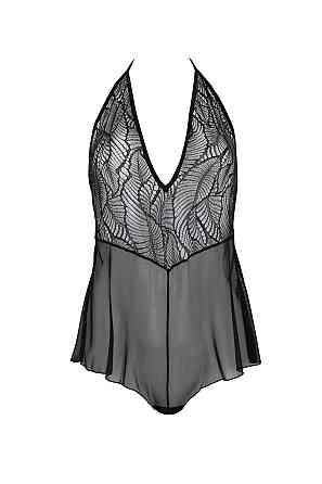 Боді Passion LEAFA BODY black, XXL/XXXL на зав'язках, м'яка чашка, низ у вигляді шортиків Sex Aura Київ