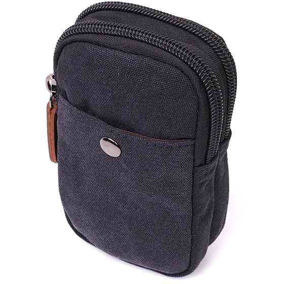 Сумка-чехол на пояс с металлическим карабином из текстиля Vintage 22223 Черный Киев