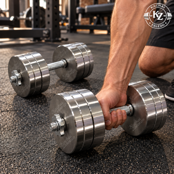 Гантелі набірні 2 по 28 кг металеві без покриття Kachai Zelezo Iron Pro Київ