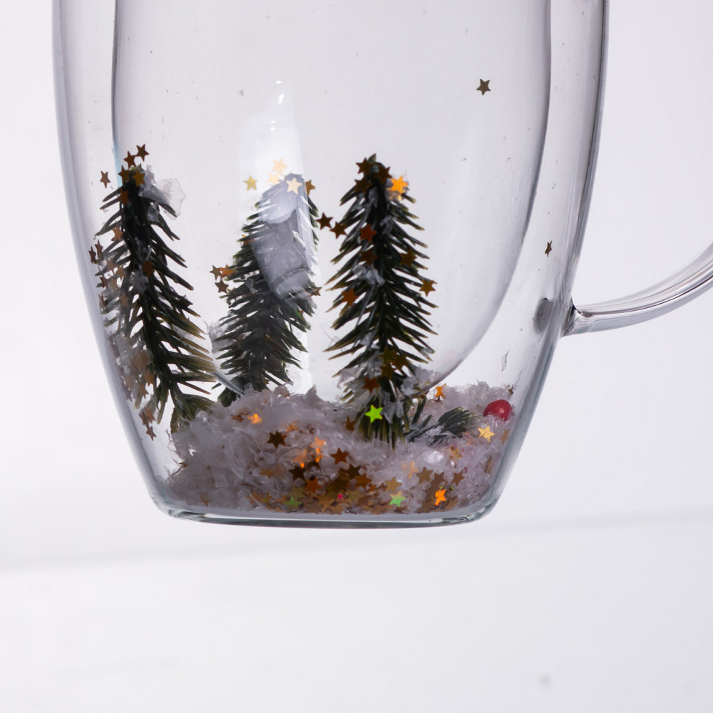 Чашка скляна з подвійними стінками і новорічним декором 350 мл 64486-40 Коломия - фото 3