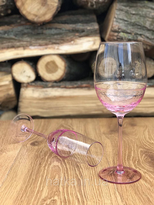 Келих для шампанського "Rose" 250 мл прозорий із рожевим склом Київ - фото 4