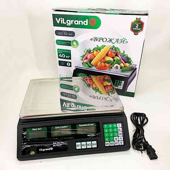 Весы торговые для рынка ViLgrand VES-6V-40 40 кг, Точные электронные весы для товаров GV-60 Киев
