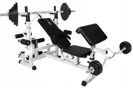 Тренажер Лавка 6w1 Gorilla Sports + 2 Штанги bitumiczne (zestaw 100 kg) Київ - фото 1