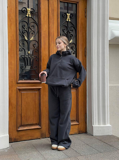 Женский теплый базовый костюм двойка из двухстороннего флиса . Графит, 46/48 Одесса - изображение 3