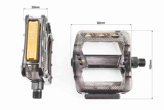 Педалі MTB широкі 9/16" (102x97x26mm) полікарбонатні, чорно-прозорі NW-366PC Київ