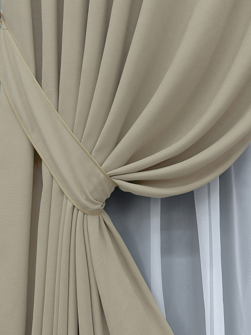 Комплект готових штор VR-Textil Мікровелюр Petek № 1488ш Бежевий 150х290 см 2 шт (33-0367) Київ - фото 13