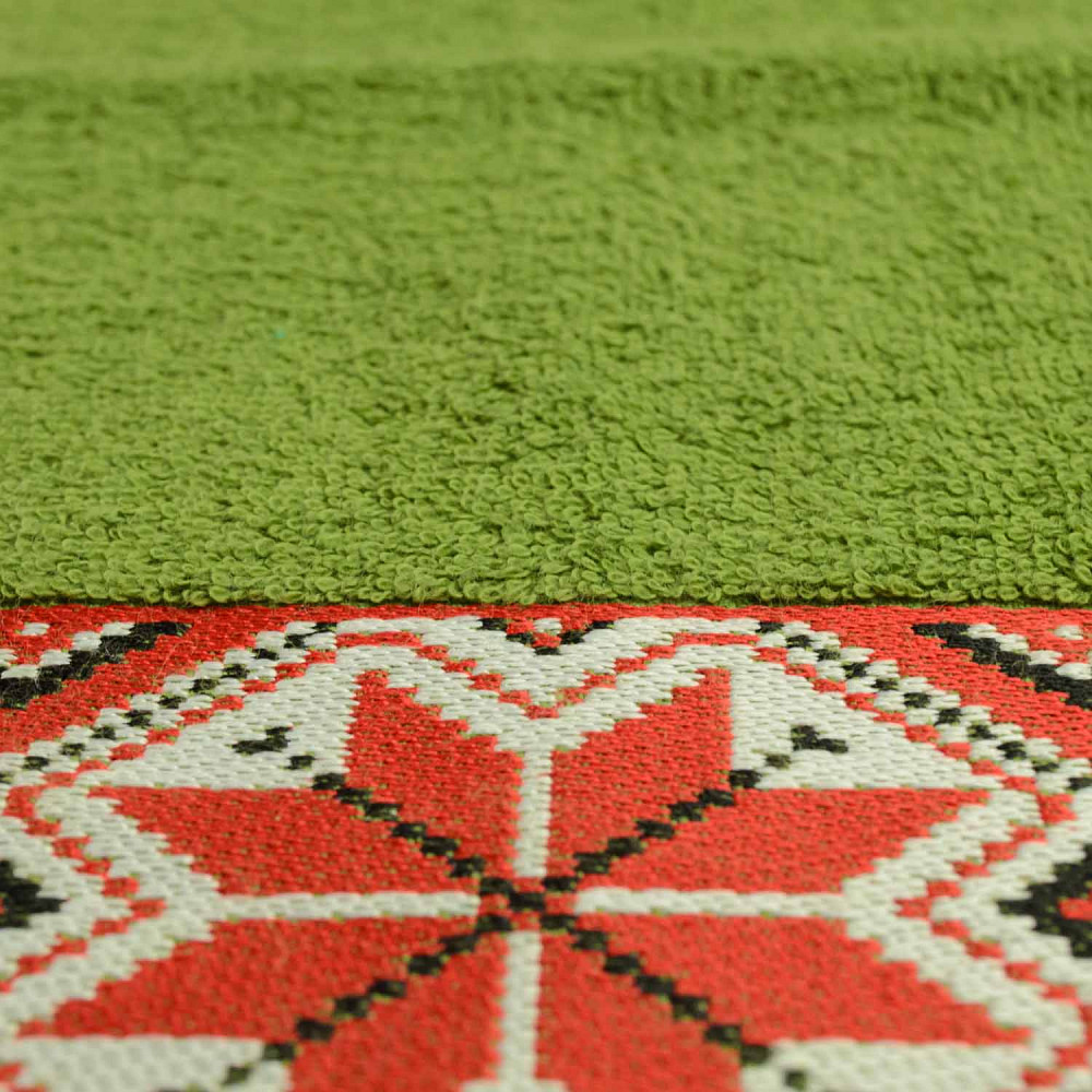 Банний махровий рушник з вишивкою GM Textile 50х90см Ukrainian style 450г/м2 (Зелений) Суми - фото 2