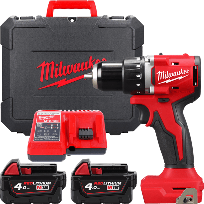 Дриль-шуруповерт акумуляторний безщітковий MILWAUKEE M18 BLDDRC-402C, 60,5Нм (зарядний пристрій М12-18 С, 2 акумулятори М18 В4 4 Одеса - фото 1