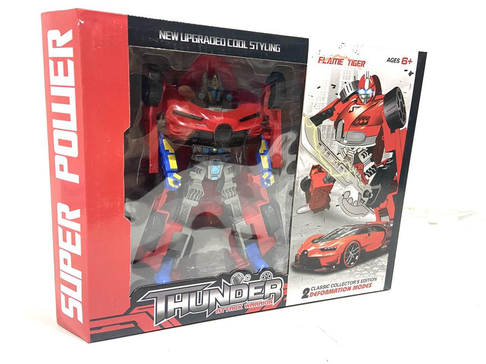 Робот трансформер Thunder перетворюється на машину 21 см Червоний (688-102) Чернігів - фото 1