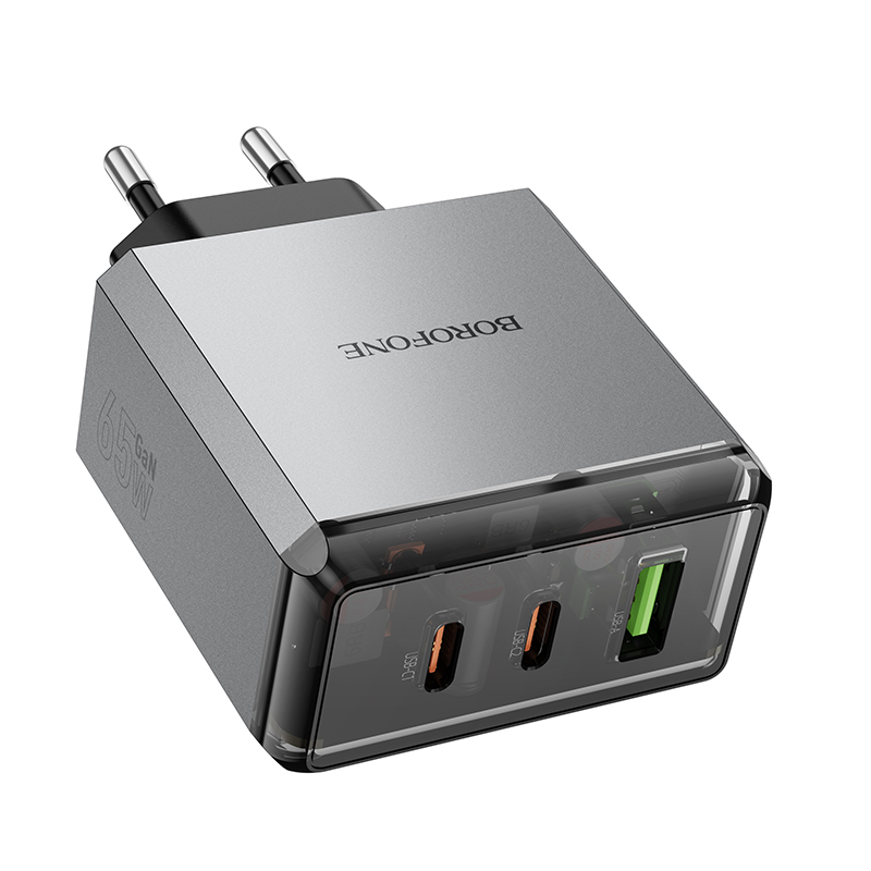 Мережевий зарядний пристрій BOROFONE BN22 Lena PD65W(2C1A) charger(EU) Metal Gray Одеса - фото 4