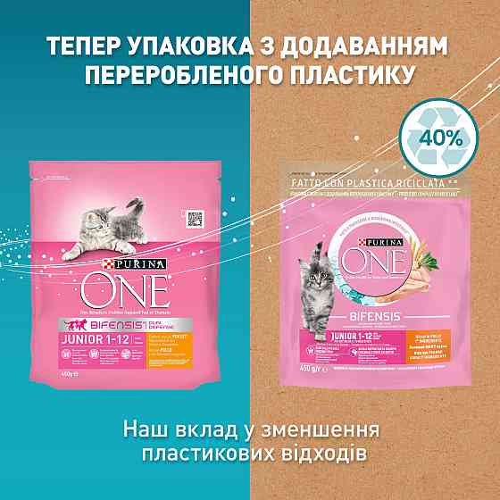 Сухой корм PURINA ONE Junior для котят, комплекс Bifensis, с курицей, 450 г Киев
