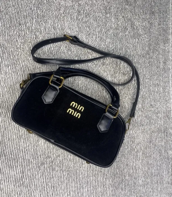 Сумка жіноча замшева зі шкіряними вставками (Чорний) Вінниця - фото 4