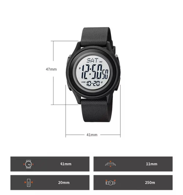 Чоловічий спортивний наручний годинник Skmei 1893 (Чорний з білим циферблатом) Вінниця - фото 8