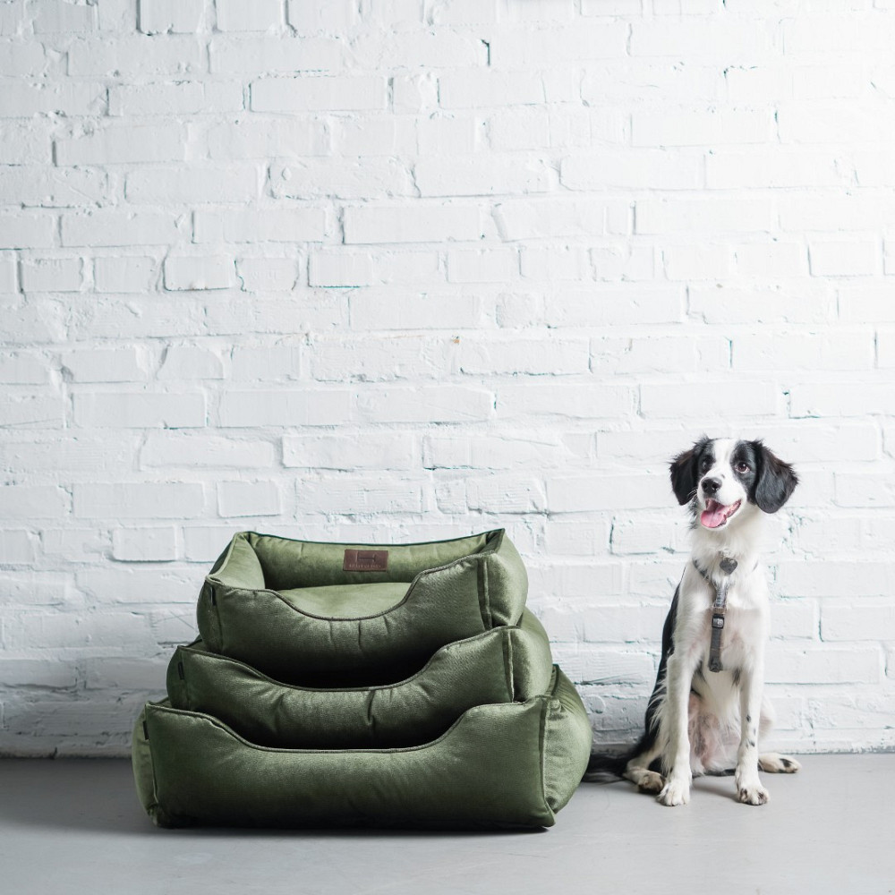 Лежак для Собак Котів та Кішок Dreamer Velour Green з бортами зі знімним чохлом зелений м'яка лежанка Одеса - фото 3