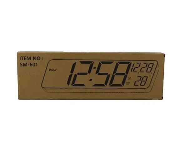 Годинник настільний SM-601 8766 з біло-синім підсвічуванням, чорний. Винница
