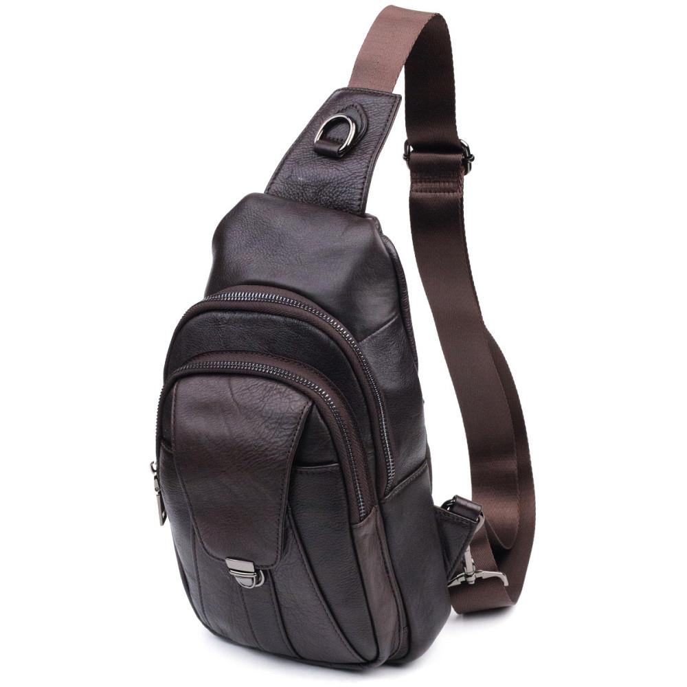 Чоловіча шкіряна сумка через плече для документів та міста Vintage 21306 Коричнева Київ - фото 11