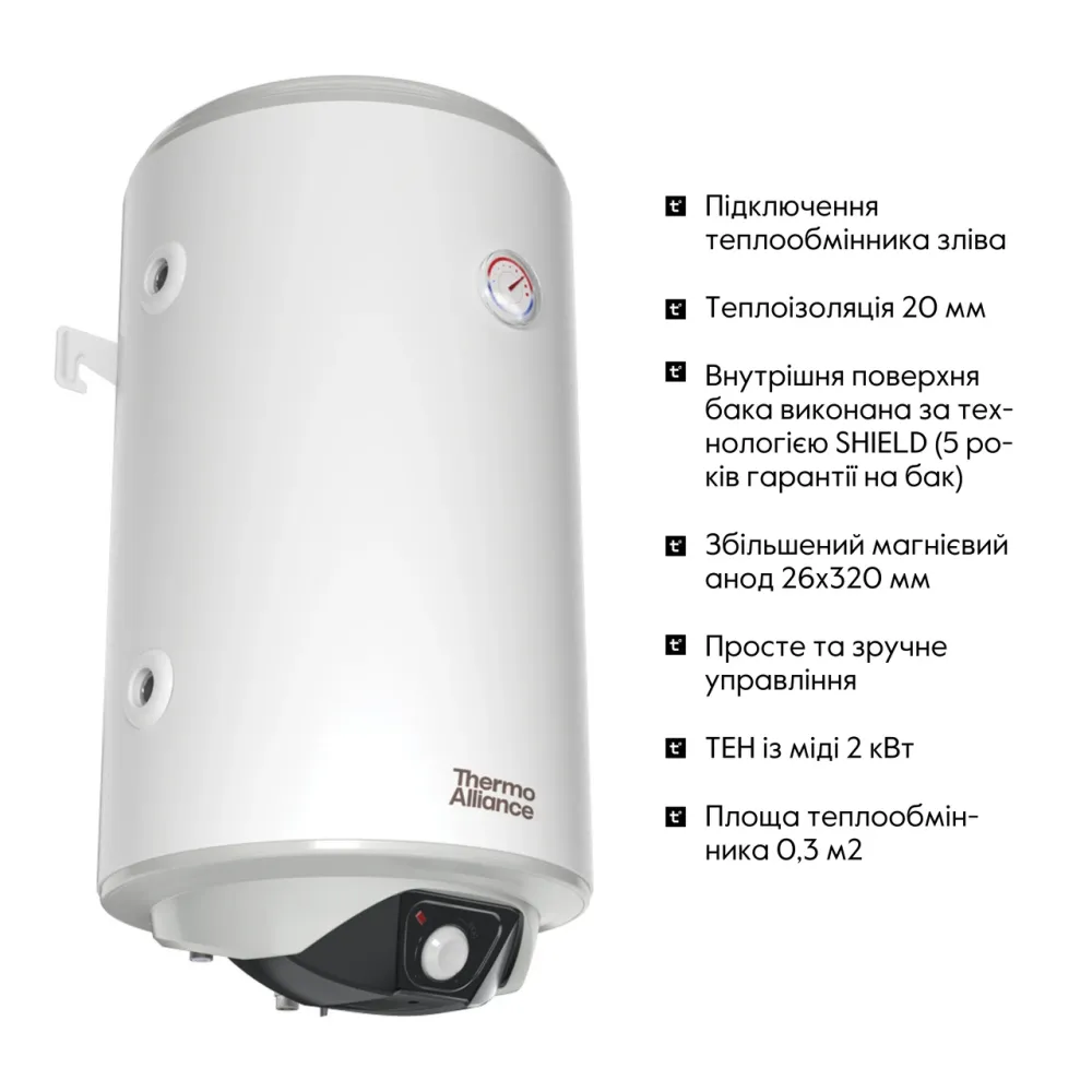 Водонагреватель электрический комбинированный Thermo Alliance вертикальный 80 л. т.о. 0,24 кв.м левый, мокрый ТЭН 2,0 кВт (CWH Киев - изображение 12