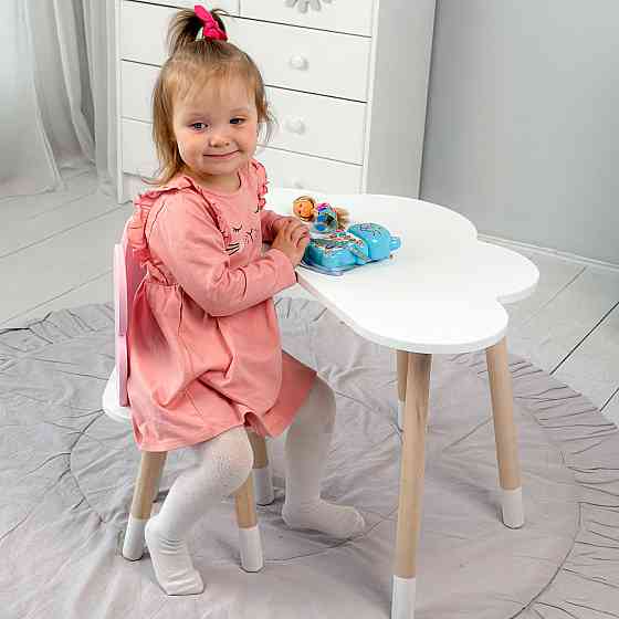 Дитячий столик "Хмара" з стільчиком "Метелик", білий з рожевим Київ