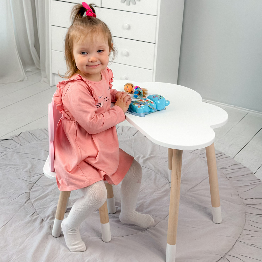 Дитячий столик "Хмара" з стільчиком "Метелик", білий з рожевим Київ - фото 6