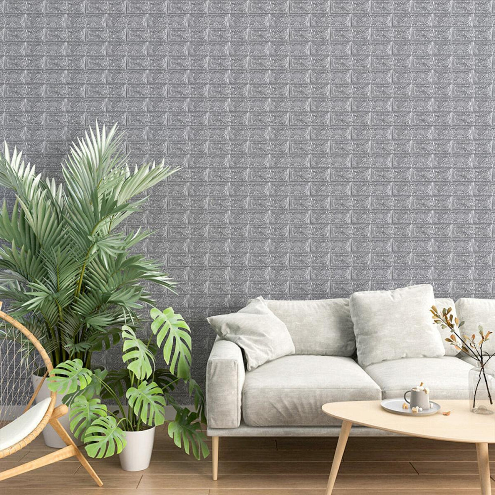 3D панель самоклеюча 700х770х7мм цегла Срібло (017-7) SW-00000059 Київ - фото 5