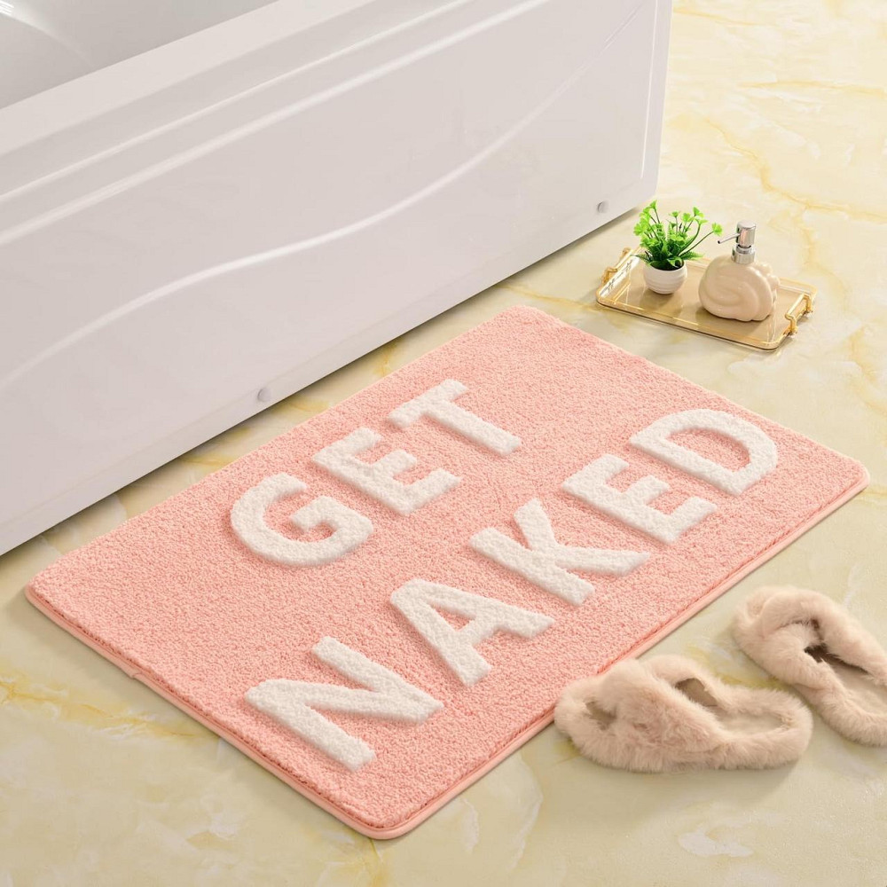 Ультрам'який килимок для ванної Aquarius мікрофібра з антиковзкою гумовою основою 50х80 см Рожевий з білим Буча - фото 7