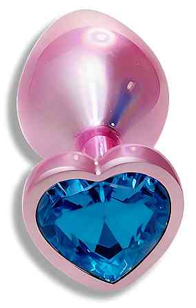 Анальна пробка з кристалом EGZO - Pink Perl Heart Plug Blue, size S Sex Aura Київ