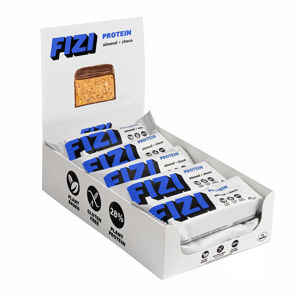 FIZI Protein Bar - 10х45g (Almond-Choco) Луцк - изображение 1