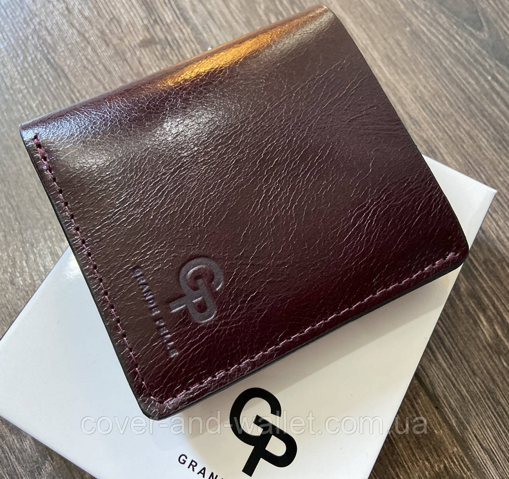 Компактний жіночий гаманець бордового кольору з італійської шкіри Grande Pelle Lettera Київ - фото 8