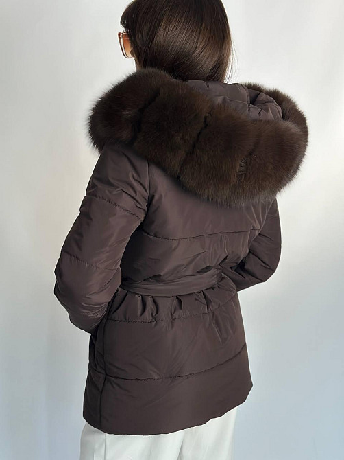 Женский пуховик Oslo с мехом финского песца Шоколад, 42, Т.Соболь Харьков - изображение 7
