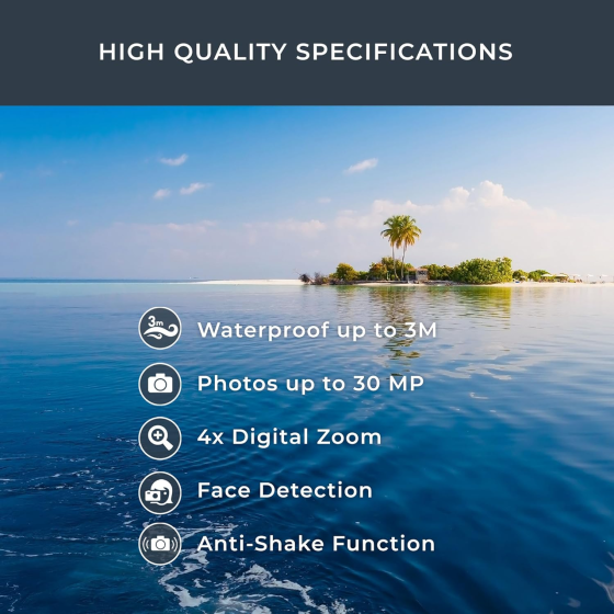 Цифрова підводна камера Easypix Aquapix W3027-M Wave Marine Blue водонепроникний компактний фотоапарат (синій) Київ