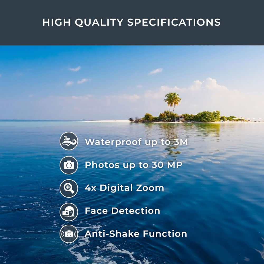 Цифрова підводна камера Easypix Aquapix W3027-M Wave Marine Blue водонепроникний компактний фотоапарат (синій) Київ - фото 3