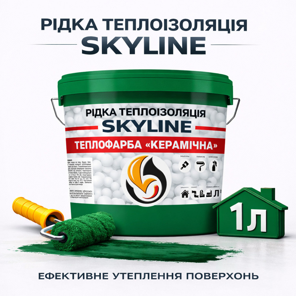 Рідка теплоізоляція Skyline керамічна теплофарба для утеплення стін, фасадів, покрівлі та трубопроводів Зелена 1 л Харків - фото 1