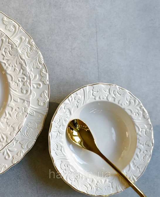 Тарілка глибока вінтажний стиль  21,5 см/350 мл біла  "Фростінг" 102-1201 для дому та ресторанів Київ - фото 6