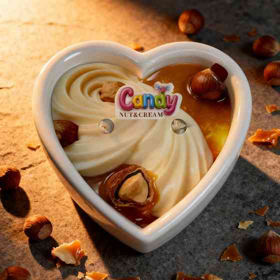 Масажна свічка з ароматом горіхового крему Candy Nut Cream у формі серця, 70 мл Sex Aura Київ