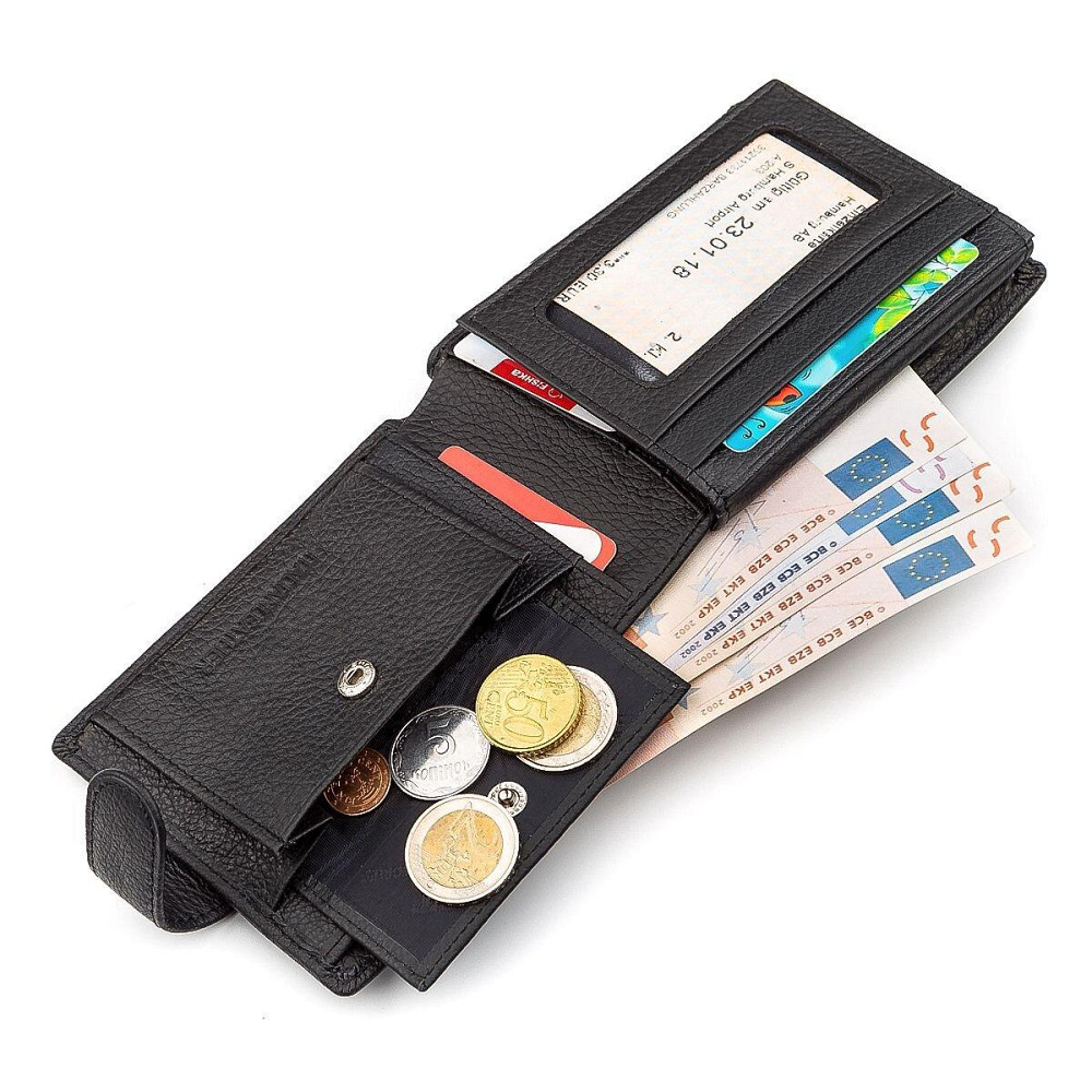 Чоловічий гаманець італійська шкіра Чорний (ST Leather) Київ - фото 11