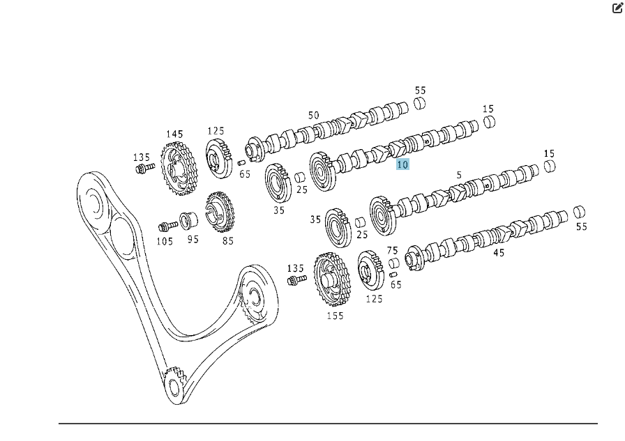 Mercedes-Benz  A6280501201 R6280510001 Розподільний вал правий впускний для двигуна OM628 V8 4.0 cdi Одеса - фото 6