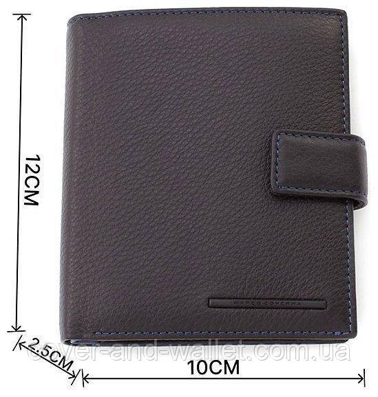 Стильный мужской кожаный кошелек вертикального типа черно-синего цвета Marco Coverna 1005A Киев - изображение 6