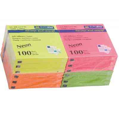 Бумага для заметок Buromax with adhesive layer 76х76мм, 100sheets, NEON colors (BM.2312-98) Винница