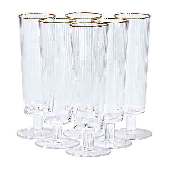 Келихи для шампанського із золотою облямівкою 6 штук по 300 мл HP82 Київ