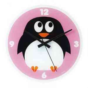 Настінний годинник "Пінгвін", рожевий, d=30 см Рівне