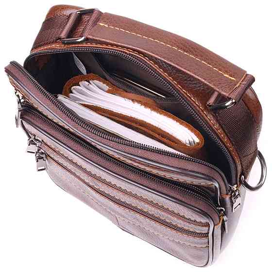 Стильная мужская сумка из натуральной кожи 21275 Vintage Коричневая Киев
