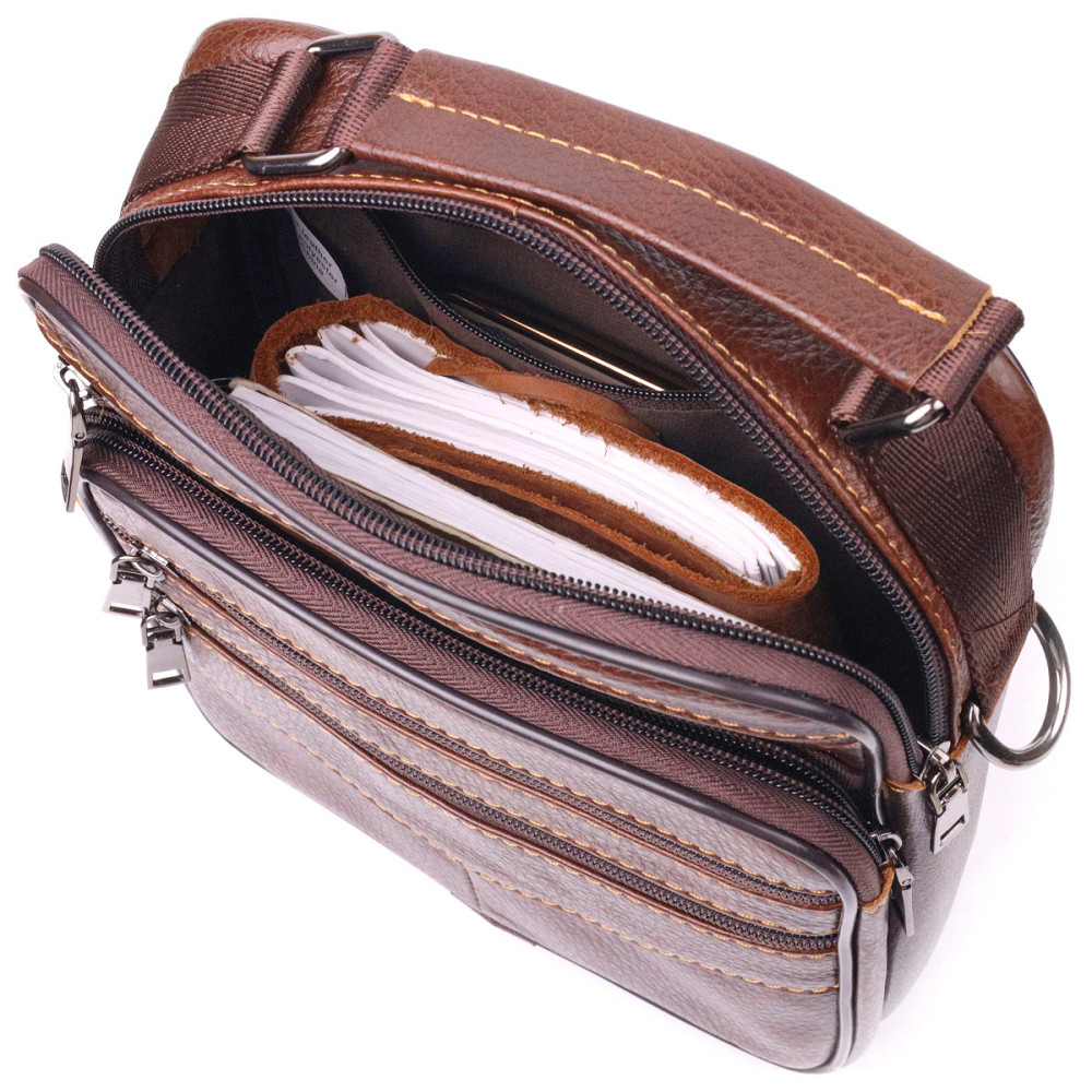 Стильна чоловіча сумка з натуральної шкіри 21275 Vintage Коричнева Київ - фото 6