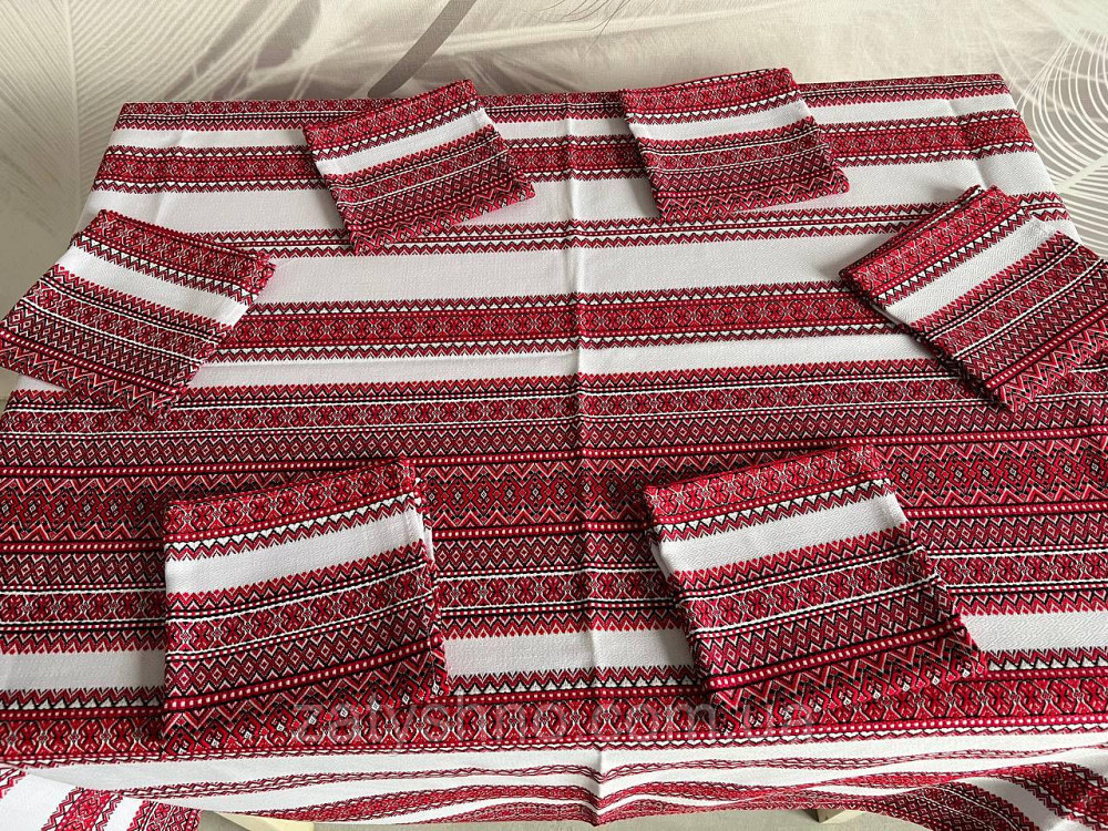 Яскрава вишита скатертина з серветками Київ - фото 4