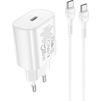 Зарядное устройство HOCO N22 Jetta USB-C PD25W + cable USB-C to USB-C White (6931474760081) Винница - изображение 2