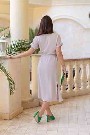 Женское платье миди со шнурком Rea 50-52, Бежевый Киев