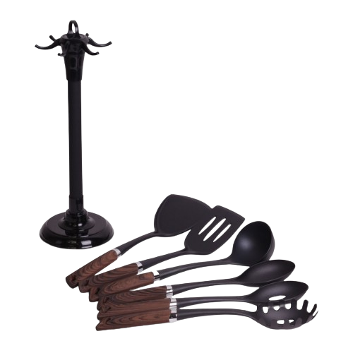 Набір кухонного приладдя 7 предметів:(6шт + підставка) нейлон під дерево 5030A KAMILLE Житомир - фото 3