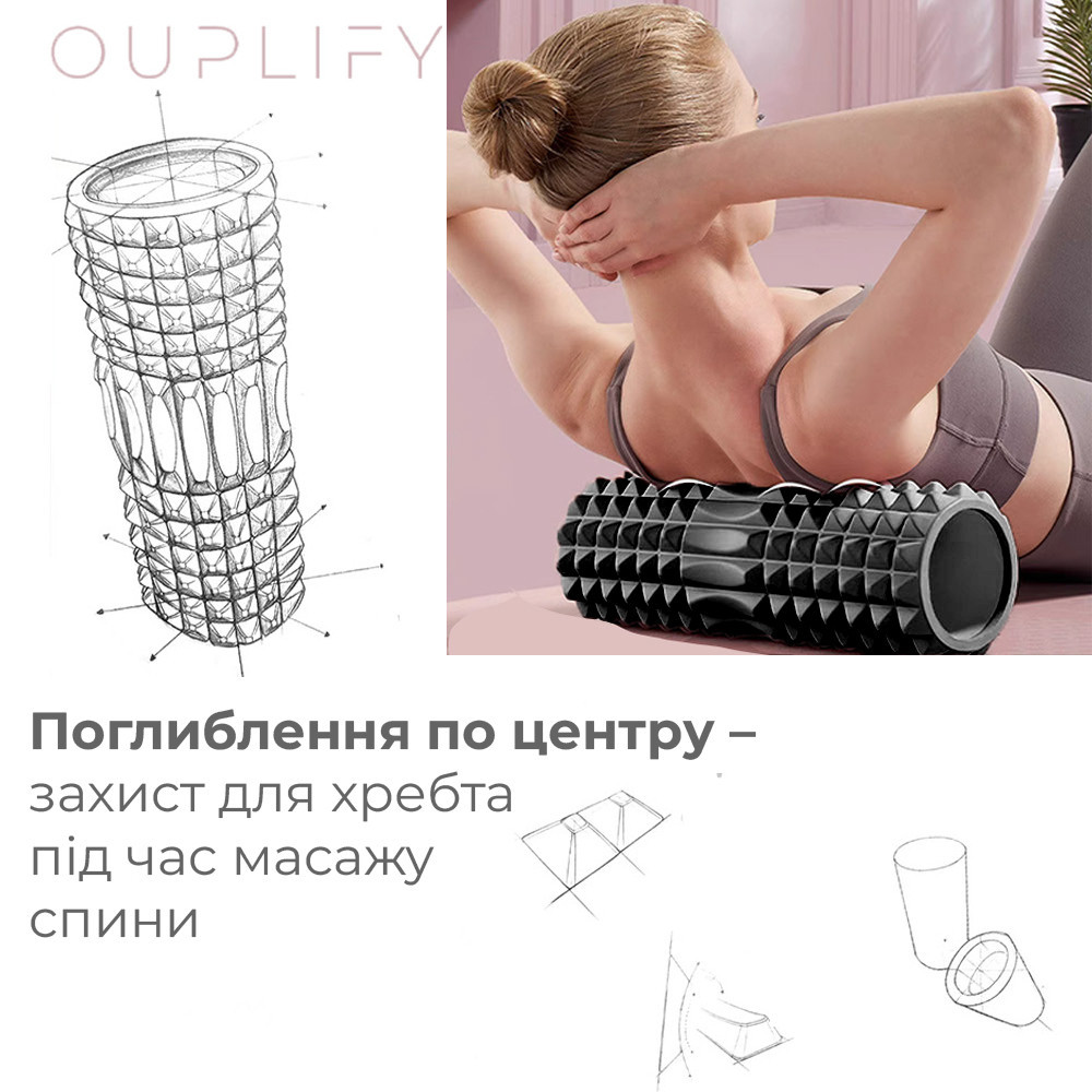 Масажний ролик (роллер) PowerPlay 4405 EVA Massage Roller Чорний (33x12см.) Каменское - изображение 8